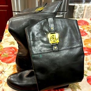 Women’s size 8 Ralph Lauren ridding boot black with Gold label